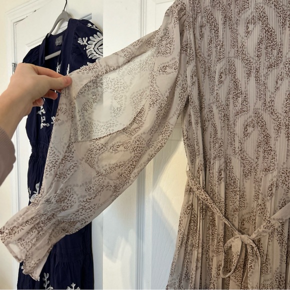 EN SAISON Ever Pleated Cream Waist Tie Ruffle Collar Dress Leopard size M - Picture 9 of 10